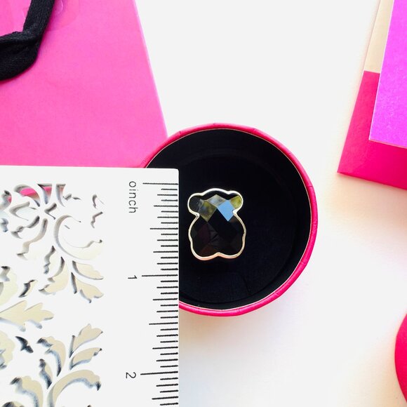 3641 TOUS ONYX AND SILVER BEAR RING - Picture 3 of 5